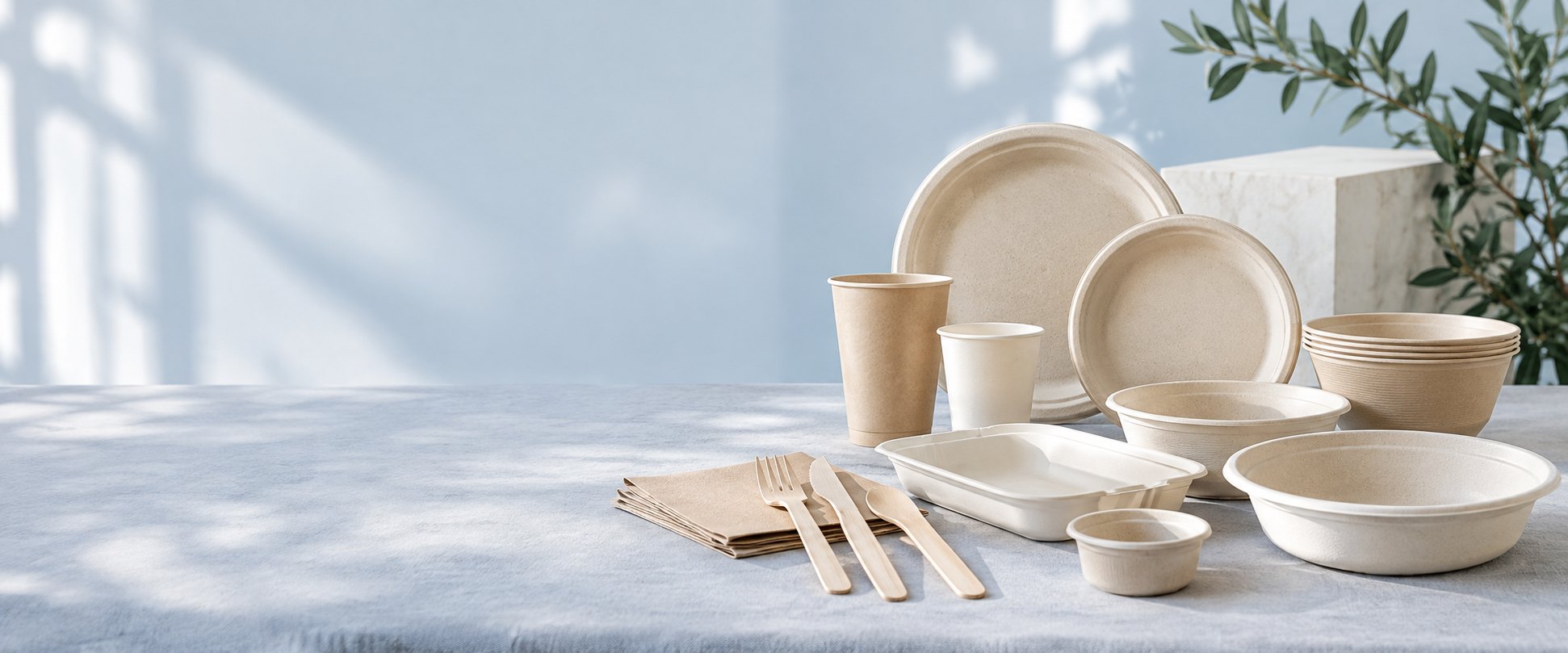 Assortiment de vaisselle professionnelle en matières fibreuses